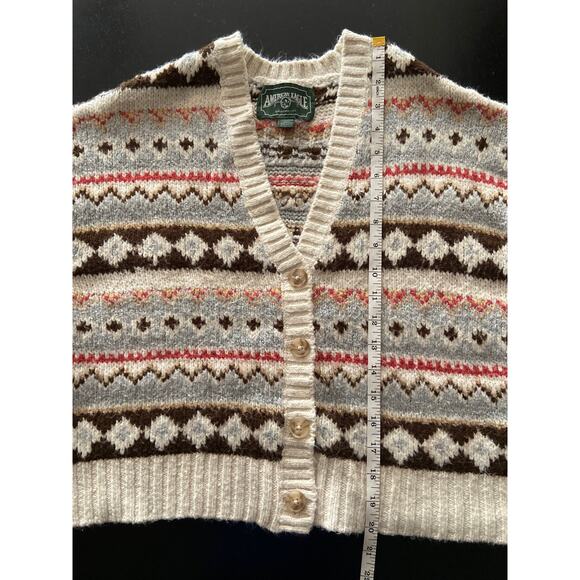 AMERICAN EAGLE Outfitters Cream/Brown Buttoned Crop Knit Sweater sz XS - Picture 10 of 11